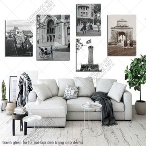 tranh ha noi ghep bo ha noi xua den trang dep