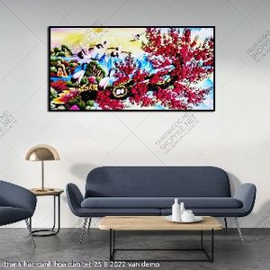 tranh mau don hac canh hoa dao tet 25 8 2022 van