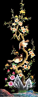 tranh hai chu chim chuyen canh dao dep mat