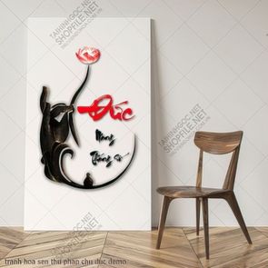 tranh hoa sen thu phap chu duc