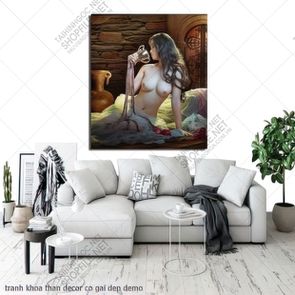 tranh khoa than decor co gai dep