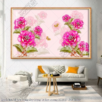 tranh lua 3d hoa hong dep trang tri kim cuong 222023 dao