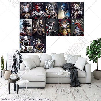 tranh muoi hai 12 con giap 3d tet nam moi