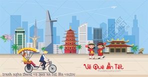 tranh nghe thuat ve que an tet file vector