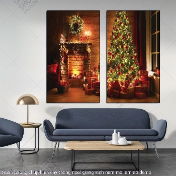 tranh phong chup hinh cay thong noel giang sinh nam moi am ap