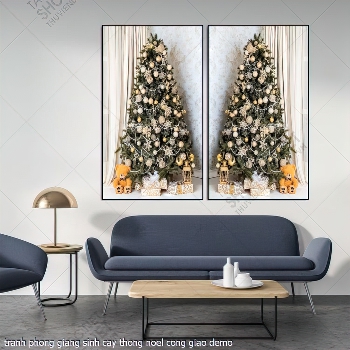 tranh phong giang sinh cay thong noel cong giao