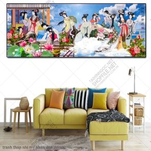 tranh 12 thieu nu hong lau mong phong tho thap nhi my nhan dep