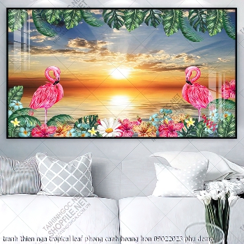 tranh thien nga tropical leaf phong canh hoang hon 09022023 phu