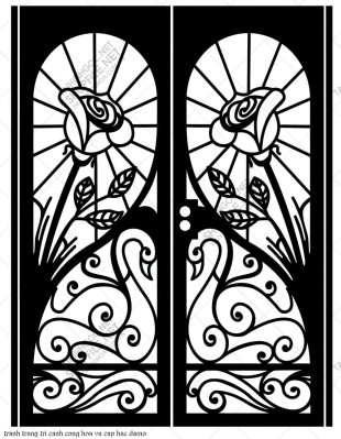 tranh trang tri canh cong hoa va cap hac