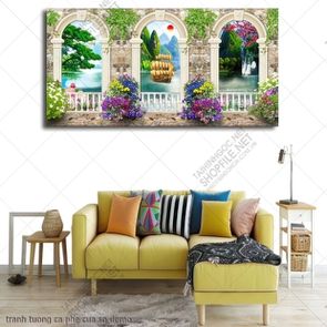 tranh tuong ca phe cua so