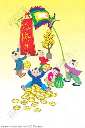 tre em vui xuan nam moi 2023 file vector