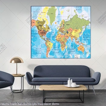 vector tranh ban do the gioi map decor