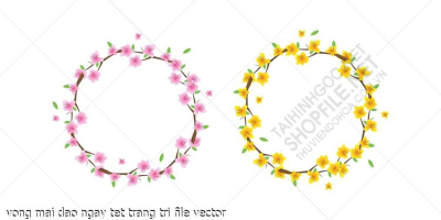 vong mai dao ngay tet trang tri file vector