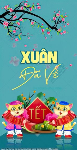 xuan da ve hai co be be con meo vang tet dang yeu file vector